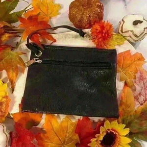 Black leather small clutch